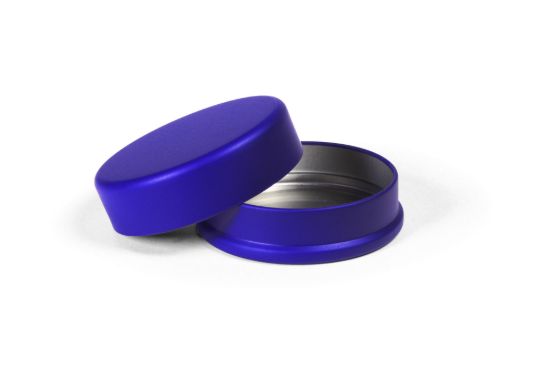 Blik rond blauw metaal