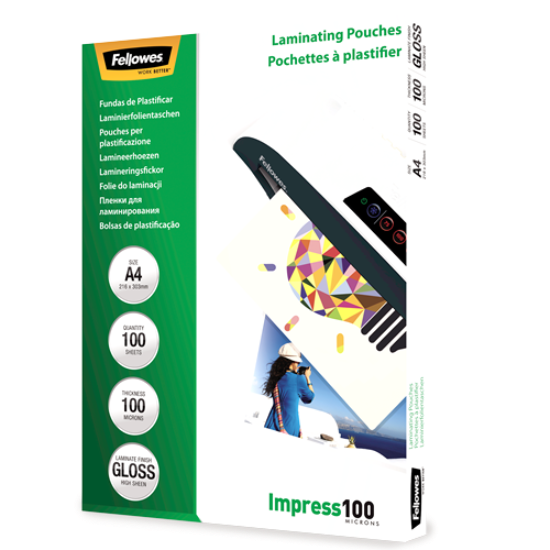 Lamineerhoezen Fellowes A4 100mic glanzend 100st