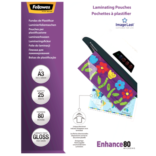 Lamineerhoezen Fellowes A3 80mic glanzend 25st