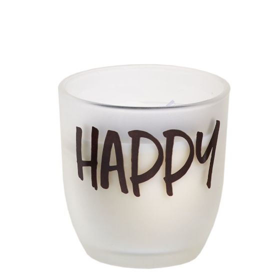 Mat theelicht 'HAPPY'