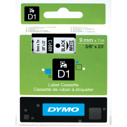 Tape Dymo zwart/wit