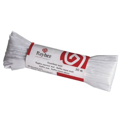 Raffia, mat wit, doorlopende draad van 20 meter