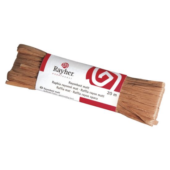 Raffia, mat medium bruin, doorlopende draad van 20 meter