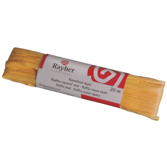 Raffia, mat geel, doorlopende draad van 20 meter