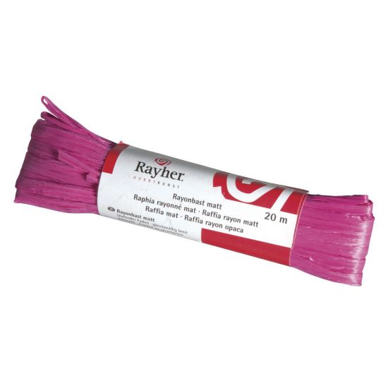 Raffia, mat donker roze, doorlopende draad van 20 meter