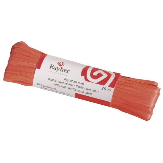 Raffia, mat oranje, doorlopende draad van 20 meter