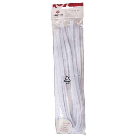 Chenilledraad wit 50 cm, dikte 9 mm - 10 stuks