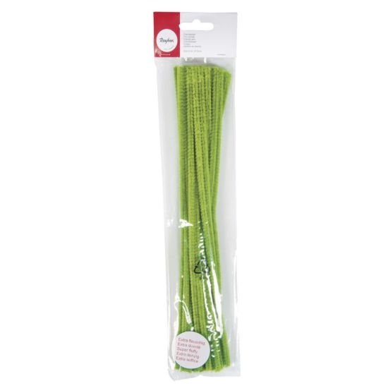 Chenilledraad licht groen 50 cm, dikte 9 mm - 10 stuks