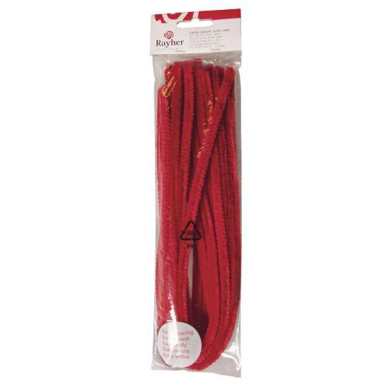 Chenilledraad rood 50 cm, dikte 9 mm - 10 stuks