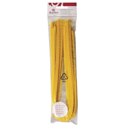 Chenilledraad geel 50 cm, dikte 9 mm - 10 stuks