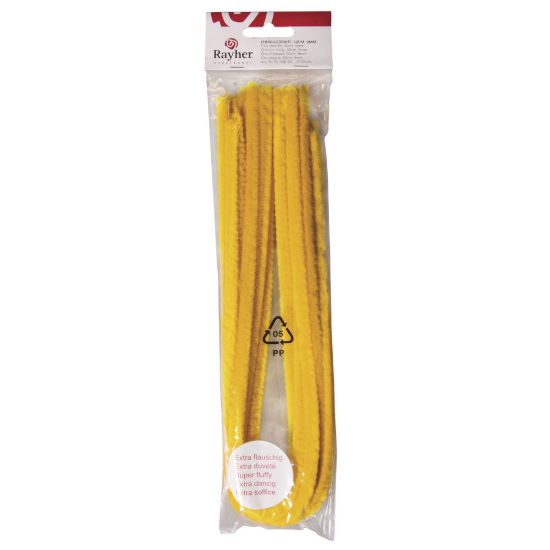 Chenilledraad geel 50 cm, dikte 9 mm - 10 stuks
