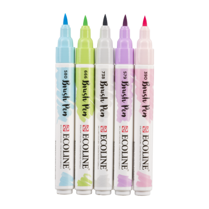 Ecoline brushpen set 5 stuks pastel