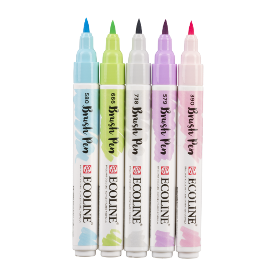 Ecoline brushpen set 5 stuks pastel