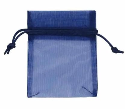Organza zakje klein donkerblauw