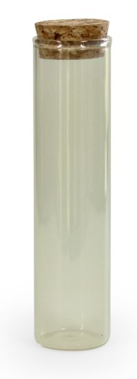 Glazen mini tube met deksel kurk cotton
