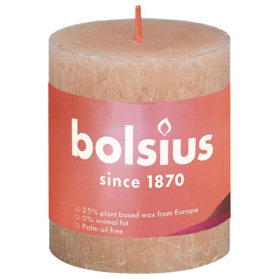 Rustiek stompkaars misty pink 80/68