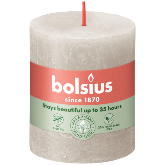 Rustiek stompkaars sandy grey 80/68