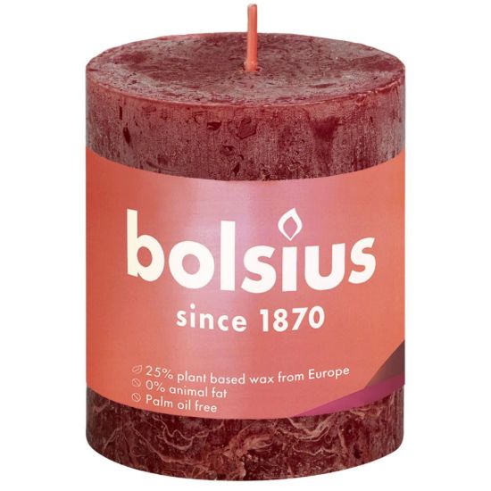 Rustiek stompkaars velvet red 80/68