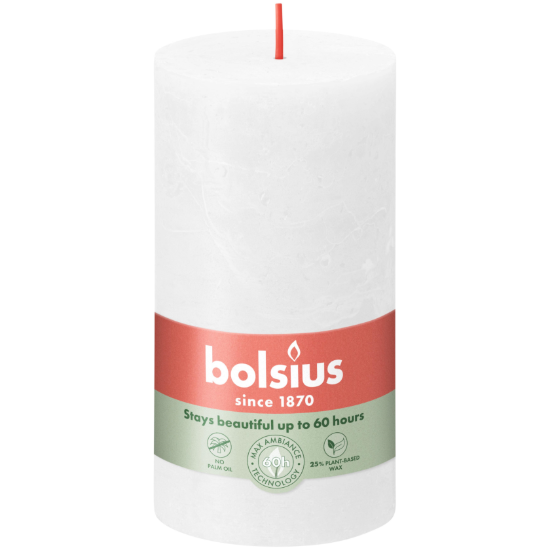 Rustiek stompkaars cloudy white 130/68