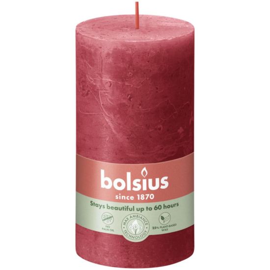 Rustiek stompkaars delicate red 130/68