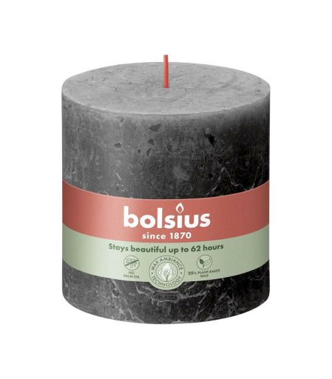 Rustiek stompkaars stormy grey 100/100