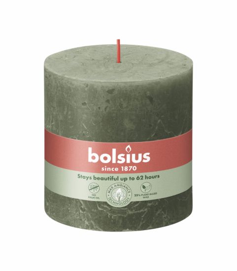 Rustiek stompkaars fresh olive 100/100