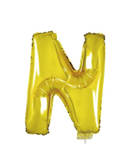 Folieballon letter N goud 41 cm