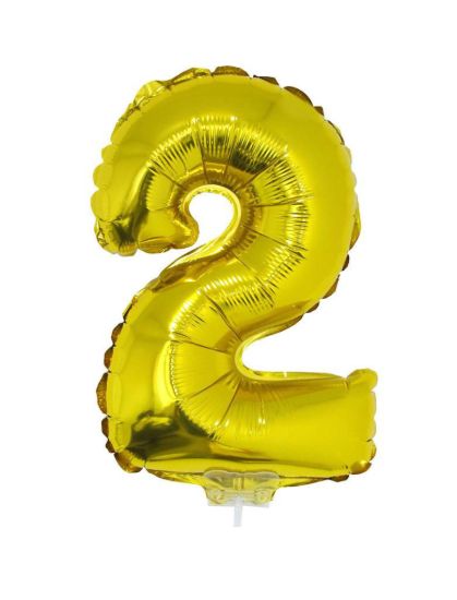 Folieballon cijfer 2 goud 41 cm