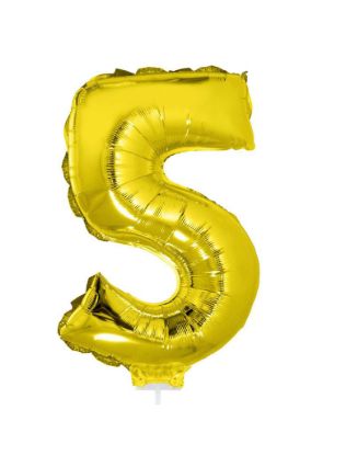 Folieballon cijfer 5 goud 41 cm