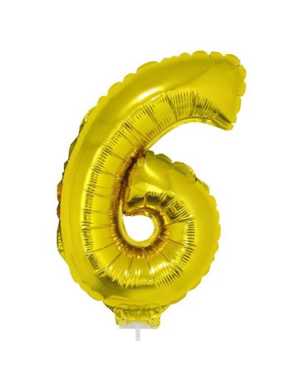 Folieballon cijfer 6 goud 41 cm