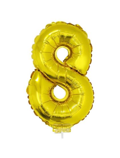 Folieballon cijfer 8 goud 41 cm