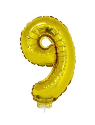 Folieballon cijfer 9 goud 41 cm