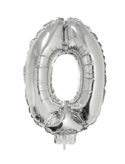 Folieballon cijfer 0 zilver 41 cm