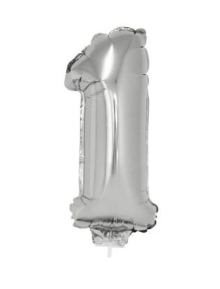 Folieballon cijfer 1 zilver 41 cm