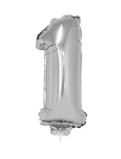 Folieballon cijfer 1 zilver 41 cm