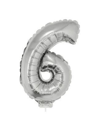 Folieballon cijfer 6 zilver 41 cm