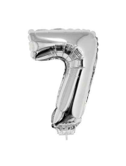 Folieballon cijfer 7 zilver 41 cm