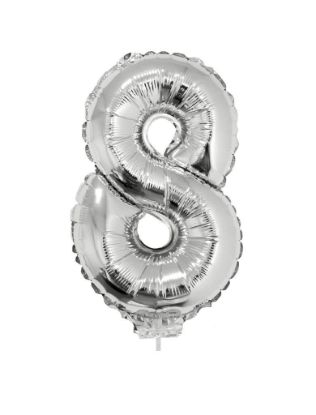 Folieballon cijfer 8 zilver 41 cm