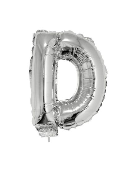 Folieballon letter D zilver 41 cm
