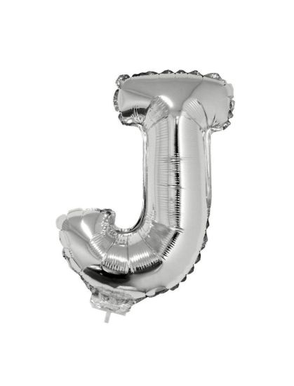 Folieballon letter J zilver 41 cm