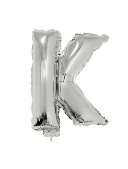 Folieballon letter K zilver 41 cm