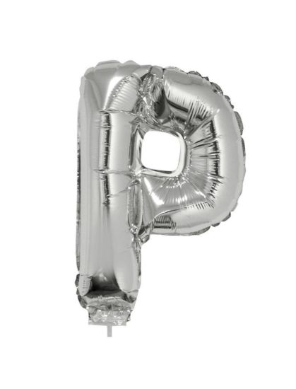 Folieballon letter P zilver 41 cm