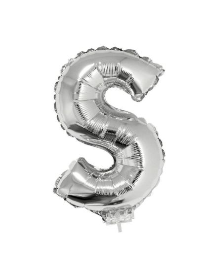 Folieballon letter S zilver 41 cm