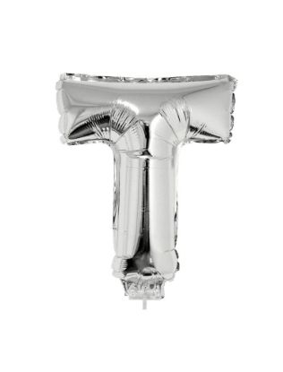 Folieballon letter T zilver 41 cm