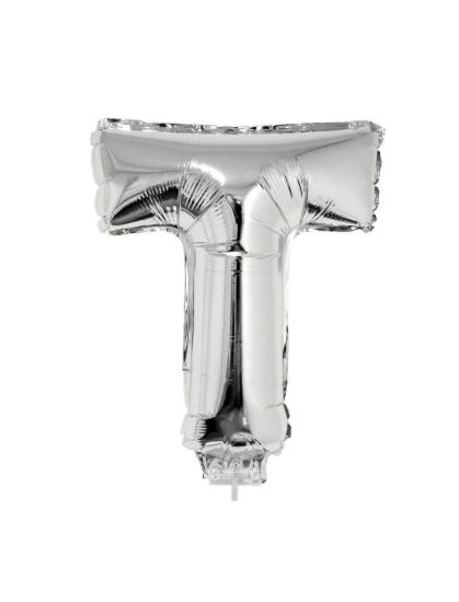 Folieballon letter T zilver 41 cm