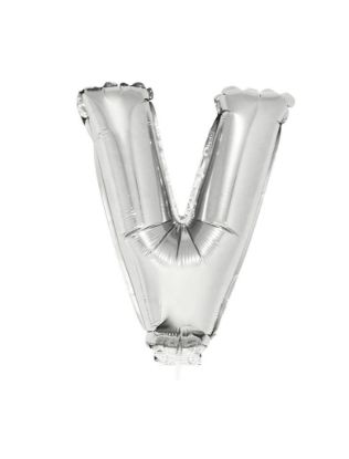 Folieballon letter V zilver 41 cm