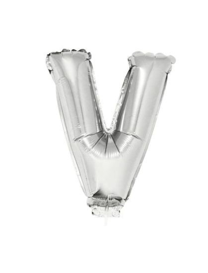 Folieballon letter V zilver 41 cm