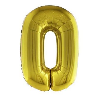 Folieballon cijfer 0 goud 81 cm