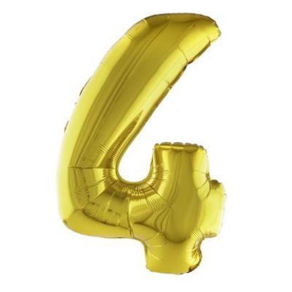 Folieballon cijfer 4 goud 81 cm