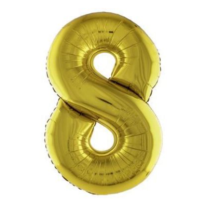 Folieballon cijfer 8 goud 81 cm